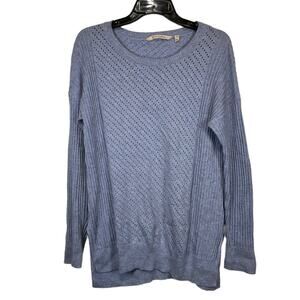 Soft Surroundings Saint Marie Sweater Ribbed Perforated In Eternal Blue
